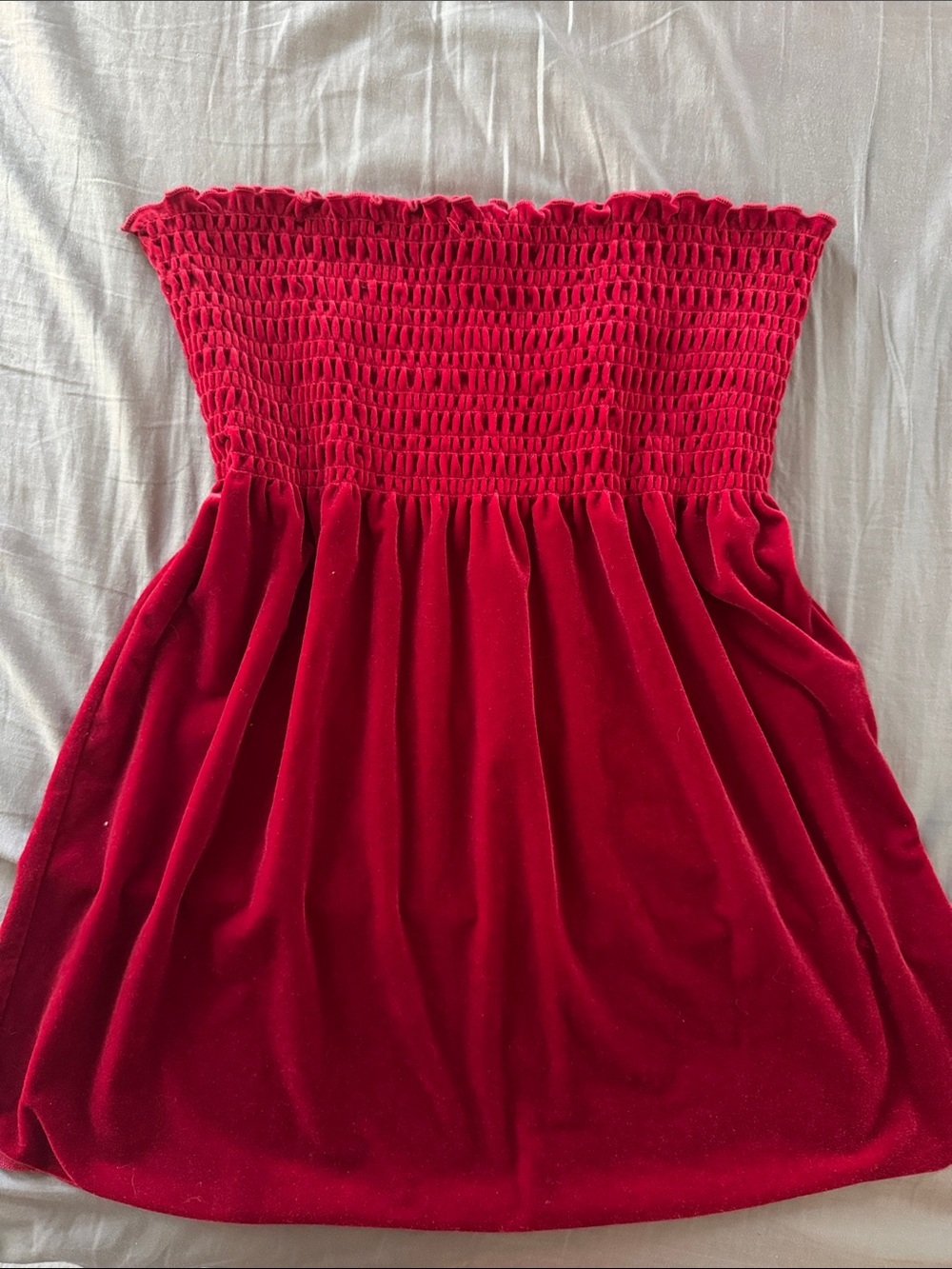 Vtg red strapless babydoll style top. Velvet Y2K